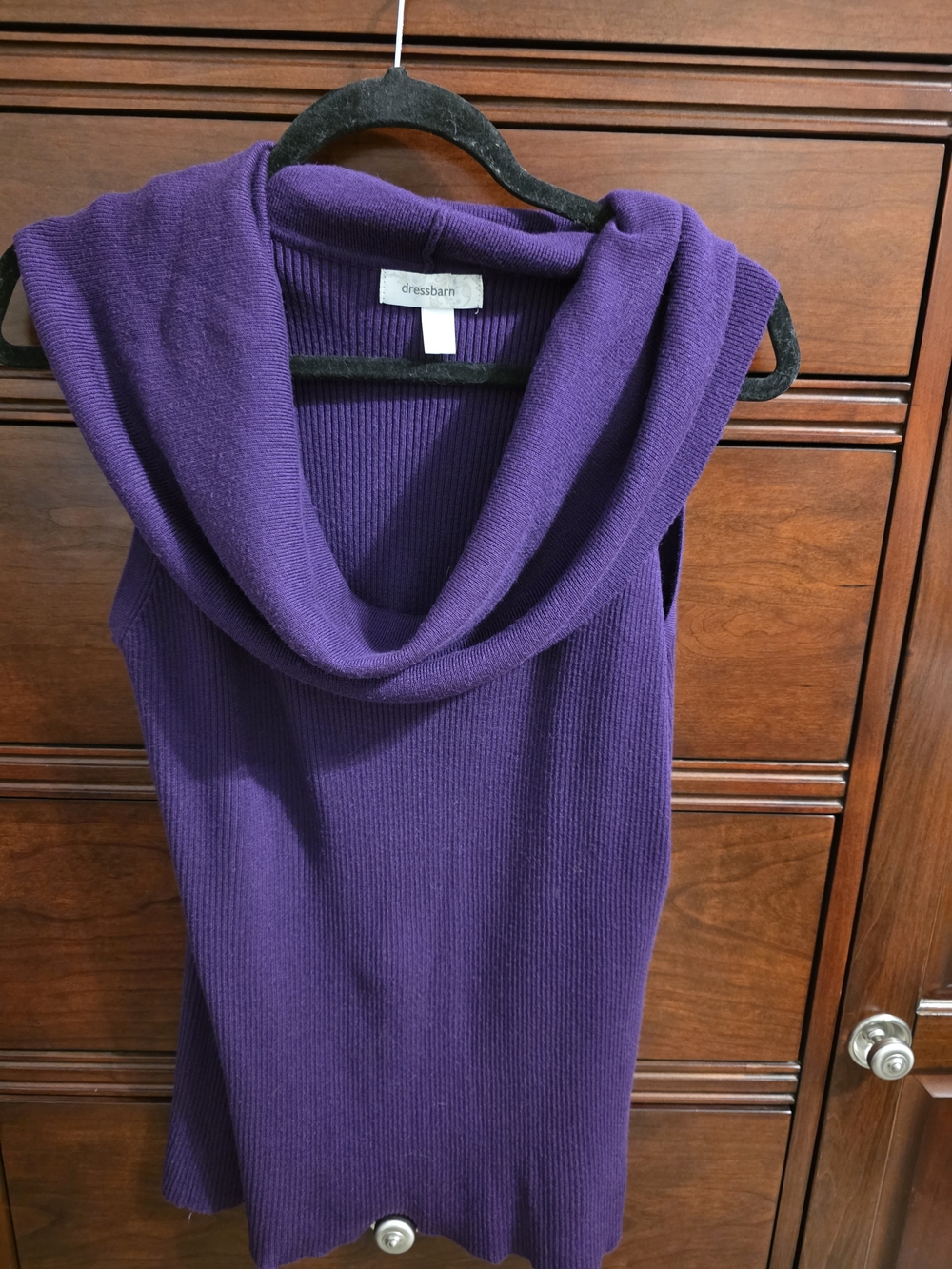 dressbarn Deep Purple Sleeveless Cowl Neck Sweater